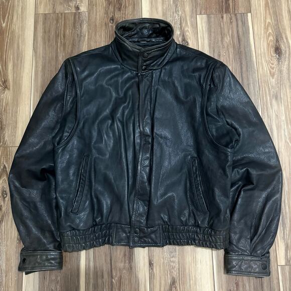 Vtg 80s Genuine Leather Moto Racers Jacket fits M - Picture 1 of 7